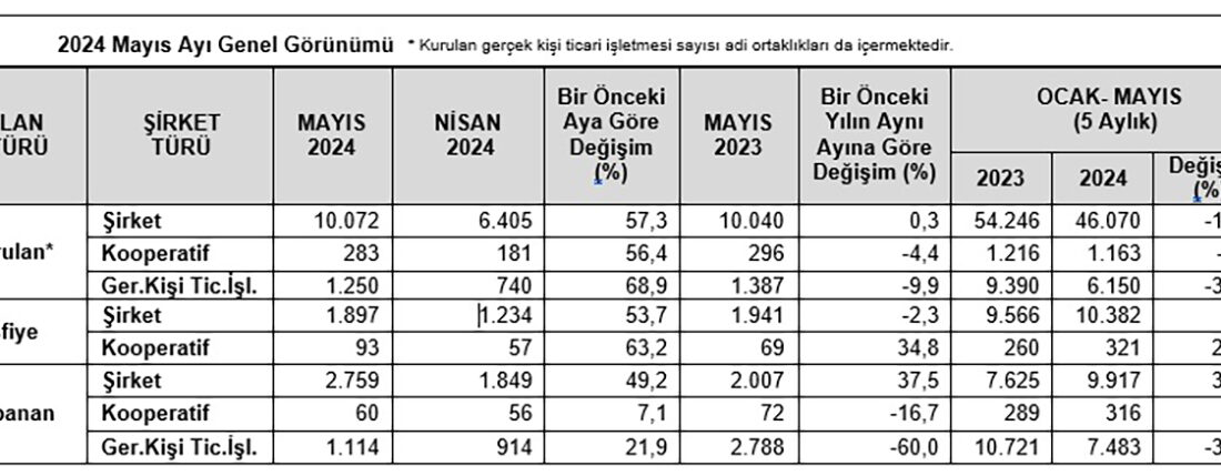 TOBB kurulan-kapanan şirket istatistiklerine