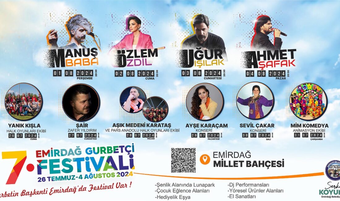 Emirdağ’da 17. Gurbetçi Festivali heyecanı başlıyor Emirdağ, her yıl büyük bir coşku ve heyecanla beklenen Gurbetçi