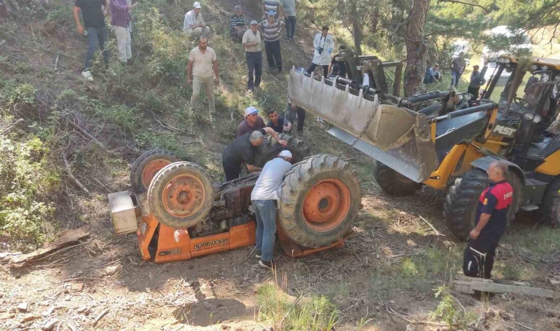 EMET’TE DEVRİLEN TRAKTÖRÜN ALTINDA