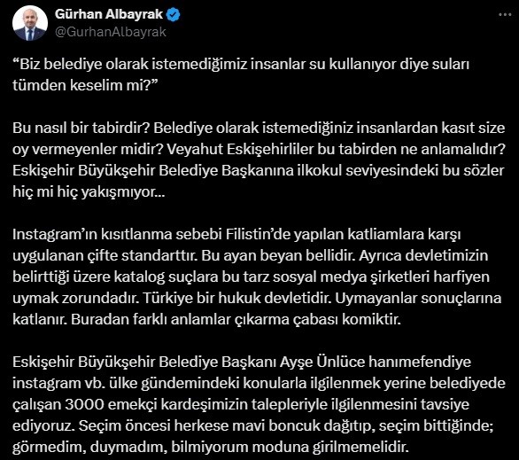 Beledi̇ye Başkanının Yaptığı Paylaşımına Tepki̇ler Büyüyor