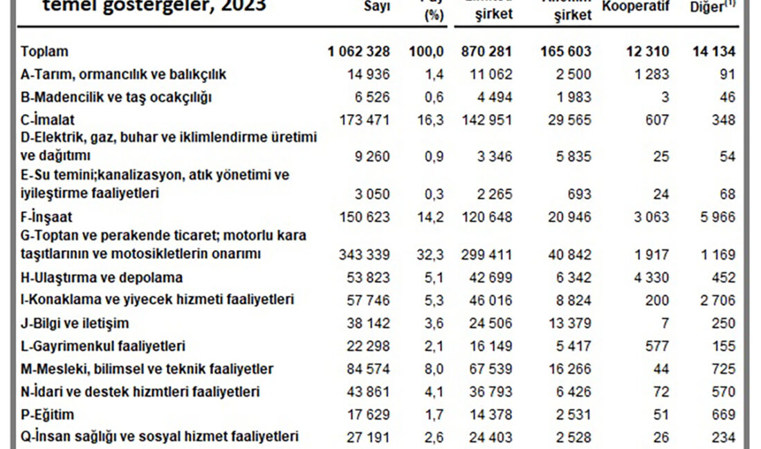 Türkiye’de 1 milyon 62