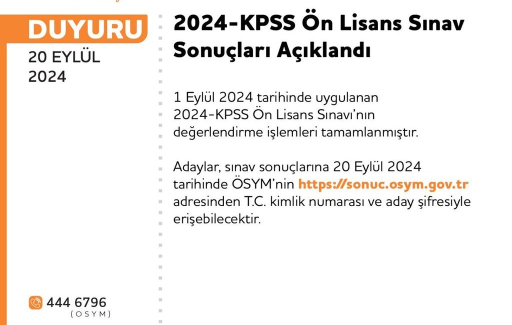 1 Eylül 2024 tarihinde uygulanan 2024-KPSS