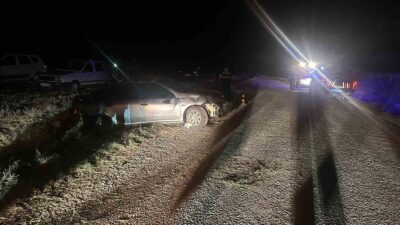 AFYONKARAHİSAR’DA KONTROLDEN ÇIKARAK REFÜJE GİREN OTOMOBİLDEKİ 2 KİŞİ YARALANDI.