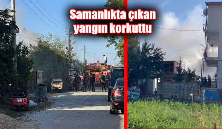 Akören'de samanlık yandı