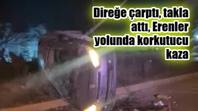 Afyonkarahisar’ın Erenler yolu üzerinde meydana gelen trafik kazasında bir araç,