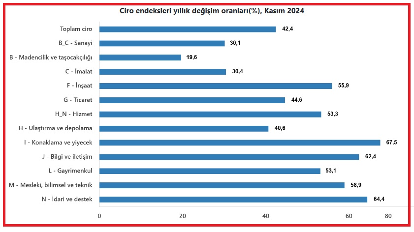 Türkiye İstatistik Kurumu’nun (TÜİK) 2024 yılının Kasım ayına ait ciro