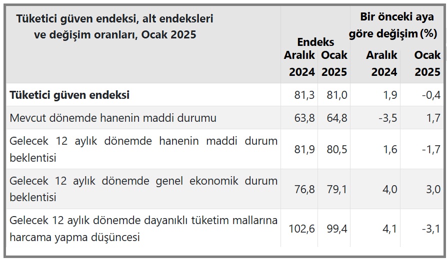 Tüketicilerin kişisel mali durumları ve genel ekonomiye ilişkin mevcut durum