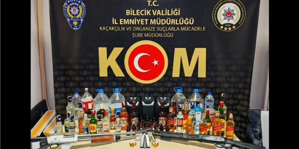 Bilecik’te dün gerçekleştirilen kaçak alkol, sahte içki operasyonunda 15 litre