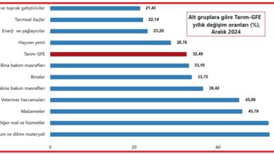Türkiye İstatistik Kurumu (TÜİK), geçen yılın aralık ayına ilişkin Tarımsal