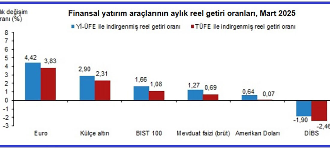 TÜİK verilerine göre, mart ayında en yüksek reel getiriEuro'da gerçekleşti.