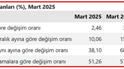 Türkiye İstatistik Kurumunun (TÜİK) açıkladığı mart ayına ilişkin enflasyon verilerine