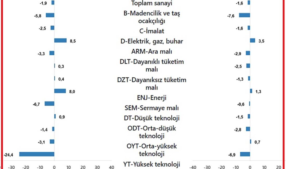 Türkiye İstatistik Kurumunun (TÜİK) paylaştığı Şubat ayı Sanayi Üretim Endeksi