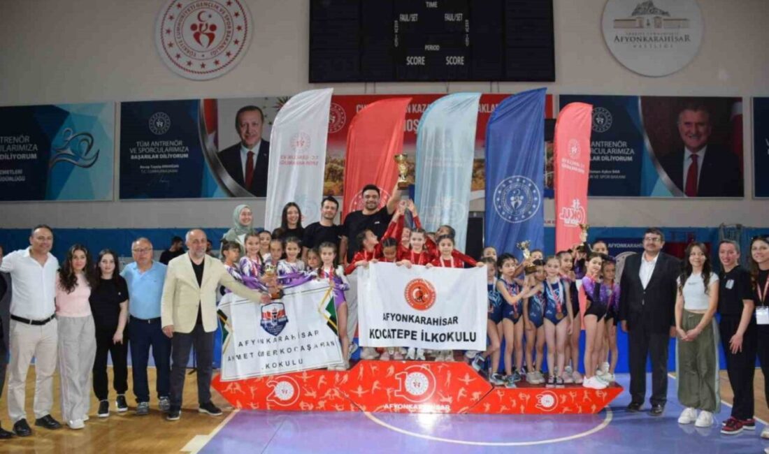 Afyonkarahisar’da ’Okul Sporları Cimnastik Müsabakaları’, Veysel Eroğlu Spor Salonu’nda yoğun