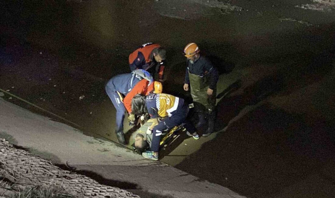 Eskişehir’de temizlik çalışmaları nedeniyle suları çekilen Porsuk Çayı’na balıklama atlayan