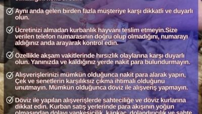 Eskişehir Emniyet Müdürlüğü, kurban satış yerlerinde yapılacak hayvan alışverişleri esnasında
