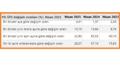Türkiye İstatistik Kurumu (TÜİK), Nisan 2025 Yurt Dışı Üretici Fiyat