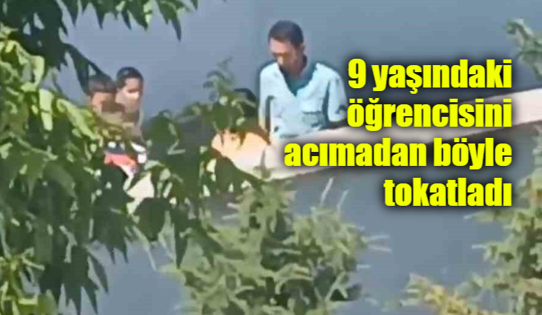 Afyonkarahisar’da bir öğretmenin 9 yaşındaki öğrencini okul bahçesinde tokatladığı anlar
