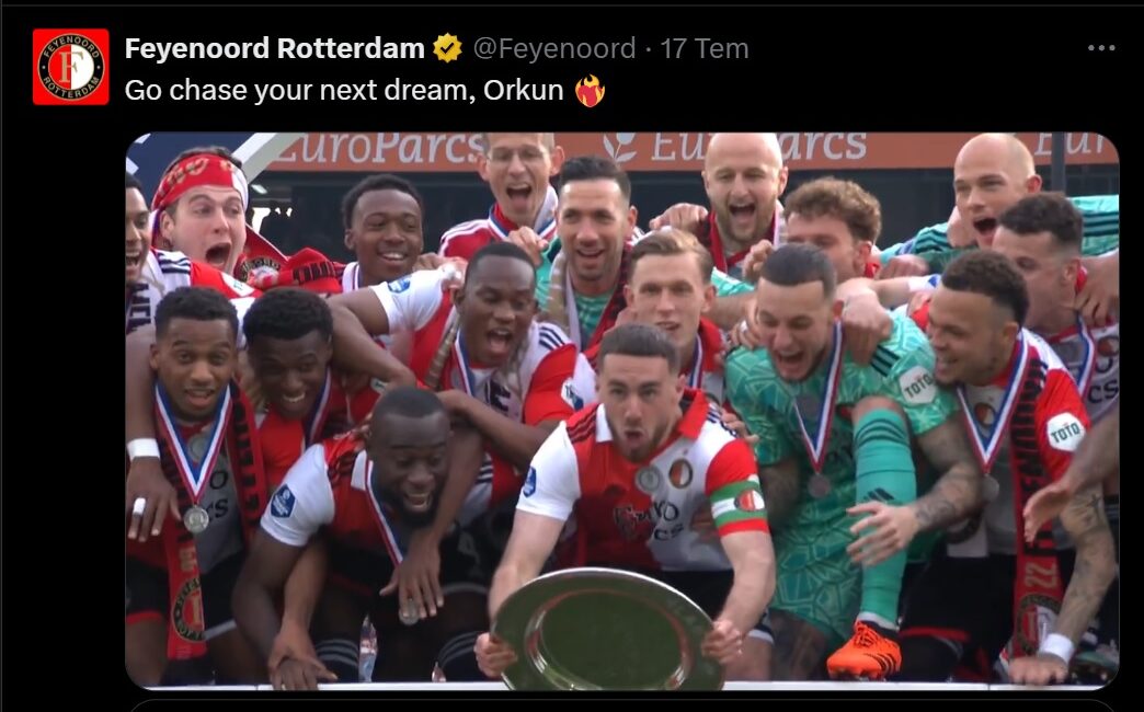 Feyenoord’dan Kökçü’ye mesaj: Bir sonraki hayalinin peşinden git Portekiz ekibi Benfica’dan Beşiktaş’a transfer olan milli futbolcu Orkun Kökçü