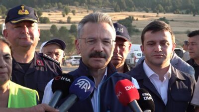Eskişehir Valisi Hüseyin Aksoy, Seyitgazi ilçesinde çıkan orman yangını ile