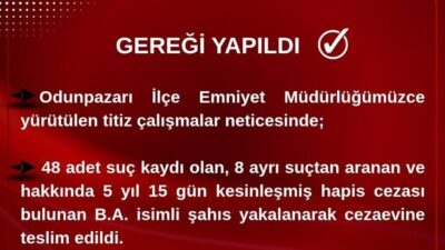 Eskişehir Odunpazarı İlçe Emniyet Müdürlüğünün yürüttüğü çalışmalar doğrultusunda 45 adet