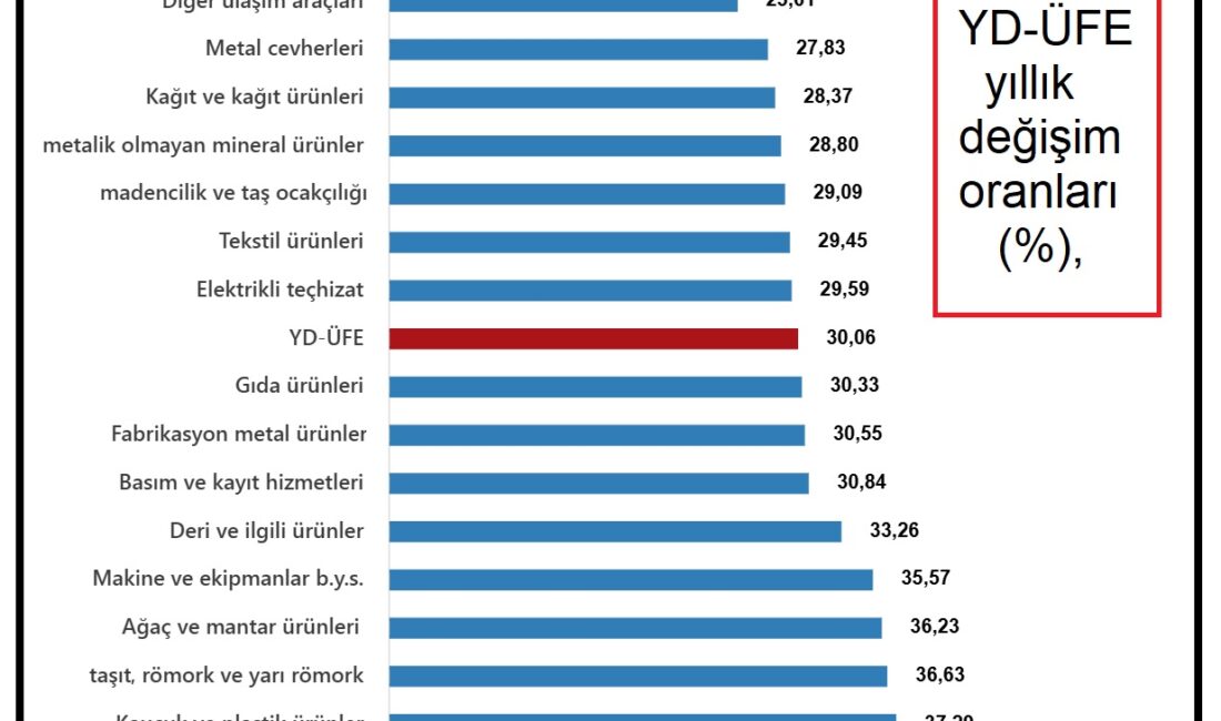 Yurt Dışı ÜFE temmuzda yıllık yüzde 30,06 arttı Türkiye İstatistik Kurumu (TÜİK), temmuz ayıYurt Dışı Üretici Fiyat Endeksi