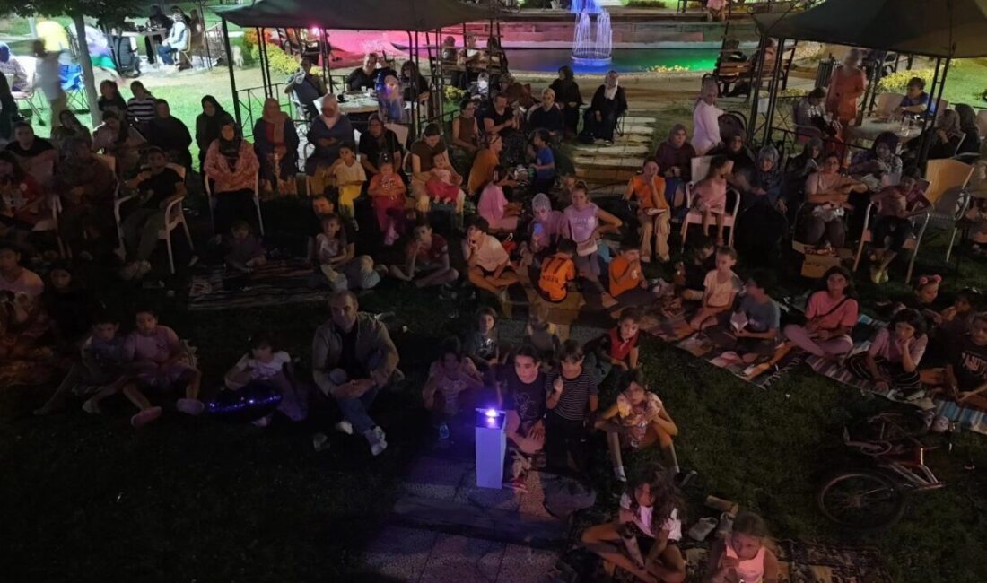 Bilecik’in Bayırköy beldesinde yaz akşamlarına keyif katan açık hava sinema