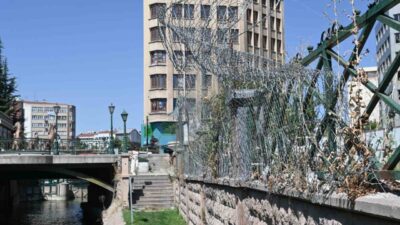 Eskişehir kent merkezinden geçen Porsuk Çayı kıyısına doğru sarkan dikenli