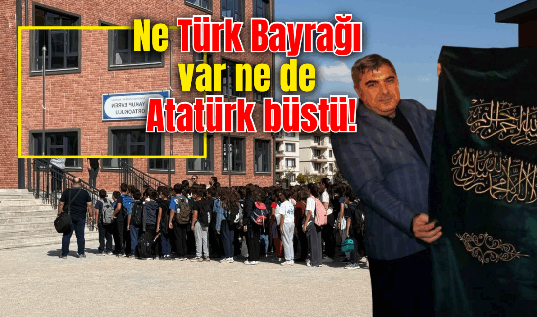 Okulda bayraksız İSTİKLAL MARŞI! Yakup Evren Ortaokulu’nda hafta sonu tatili dolayısıyla dün yapılan Bayrak