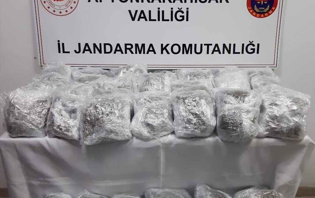 Afyonkarahisar’da jandarma tarafından durdurulan bir otomobilde yapılan aramada yaklaşık 17