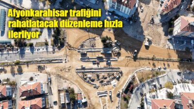 Afyonkarahisar Belediyesi tarafından Şuhut Kavşağı’nda başlatılan Hamburger Kavşak uygulamasındaki çalışmalar