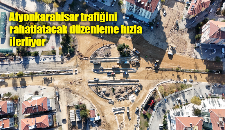 Afyonkarahisar Belediyesi tarafından Şuhut Kavşağı’nda başlatılan Hamburger Kavşak uygulamasındaki çalışmalar