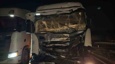 Afyonkarahisar’da iki tır bir otomobilin karıştığı trafik kazasında faciadan dönülürken