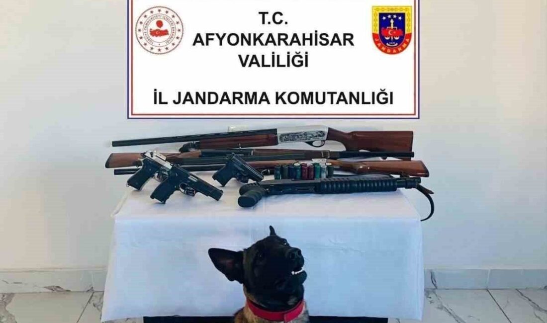 Afyonkarahisar’da jandarma tarafından bir adrese yapılan baskında 7 ruhsatsız silah