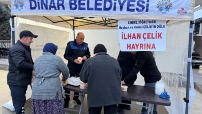 Afyonkarahisar’ın Dinar ilçesinde pazarcı esnafına yönelik hayırsever vatandaşlar tarafından çorba