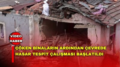 Fatih’te doğalgaz patlamasıyla çöken binaların ardından çevrede hasar tespit çalışması