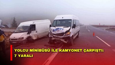 Afyonkarahisar’da yolcu minibüsü ile kamyonetin çarpışması sonucu meydana gelen trafik