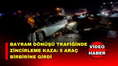 TEM Otoyolu’nun Bolu geçişinde bayram tatili dönüşü trafiğinde 5 aracın