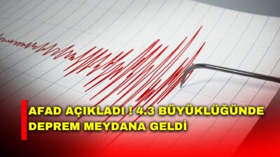 Merkez üssü Elazığ’ın Sivrice ilçesi olan 4.3 büyüklüğünde deprem meydana