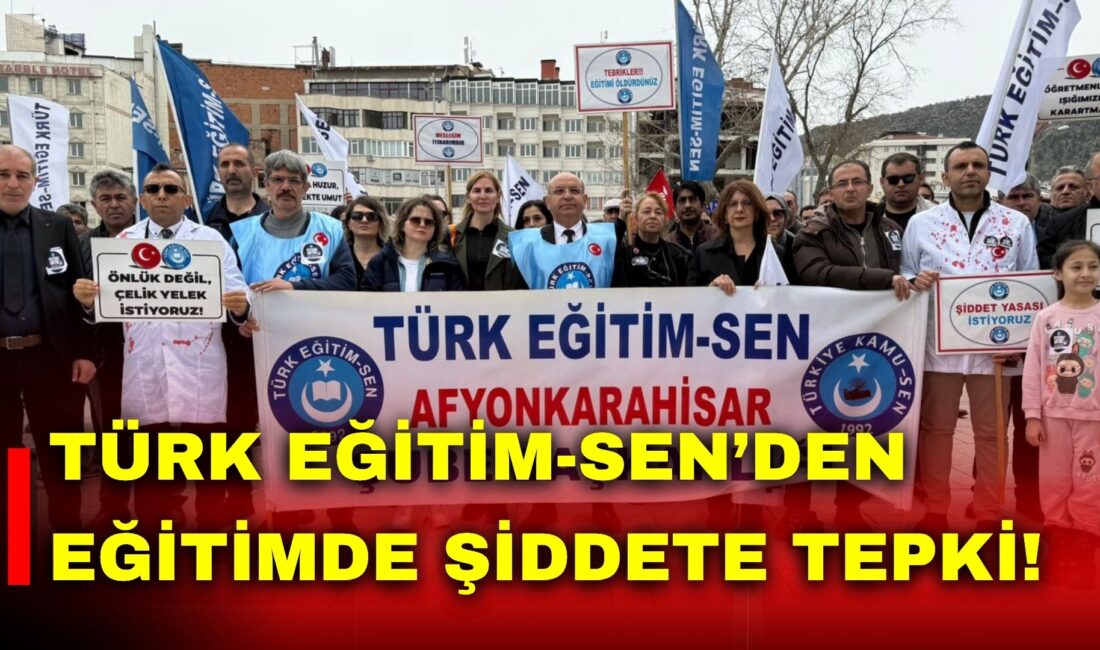 Türk Eğitim-Sen Afyonkarahisar Şubesi, Zafer Meydanı’nda düzenlediği basın açıklamasıyla eğitimde