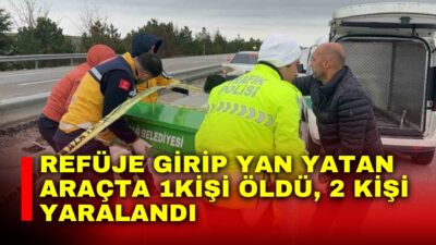 Afyonkarahisar’da kontrolden çıkarak orta refüje girip yan yatan hafif ticari