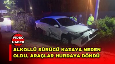 Alkollü sürücünün neden olduğu kazada iki araç hurdaya dönerken, olayda
