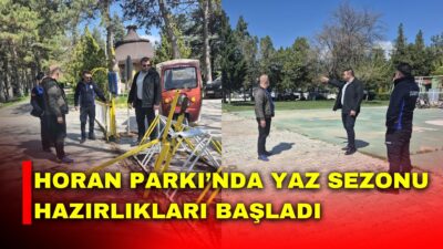 Bolvadin ilçesinde bulunan Horan Parkı’nda yaz sezonu öncesi hazırlık çalışmaları