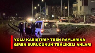 Afyonkarahisar’da yolu karıştıran sürücü demir yoluna girdi. Araç raylara girdiği