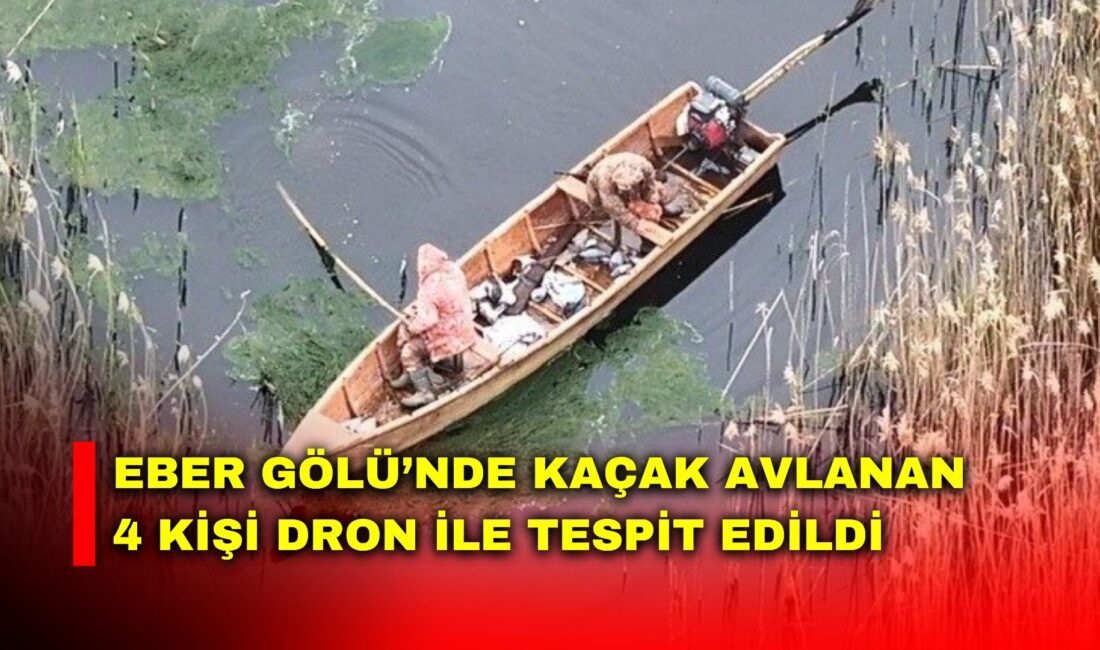 Afyonkarahisar’ın Bolvadin ilçesindeki Eber Gölü’nde kaçak avcılık yapan 4 kişi