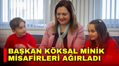 Afyonkarahisar Belediye Başkanı Burcu Köksal, belediyede ağırladığı minik misafirleriyle sıcak