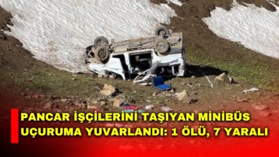 Hakkari’nin Yüksekova ilçesinde pancar toplamaya giden işçileri taşıyan minibüsün şarampole