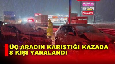 Afyonkarahisar’da karlı yolda kayan 3 aracın birbirine girdiği zincirleme trafik