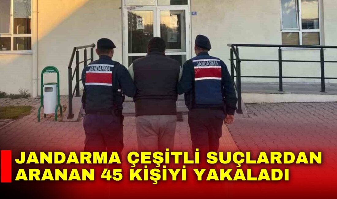 Afyonkarahisar’da çeşitli suçlardan aranan ve jandarma tarafından yakalanan 45 kişiden