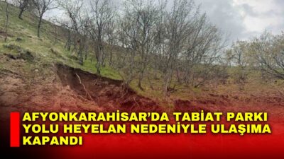 Afyonkarahisar’daki Yedikapı Tabiat Parkı yolunda meydana gelen toprak kayması endişeye