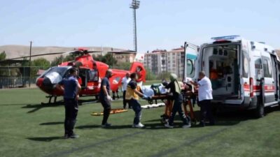 Darende’de kalbinde ritim bozukluğu olan hasta, ambulans helikopterle Turgut Özal